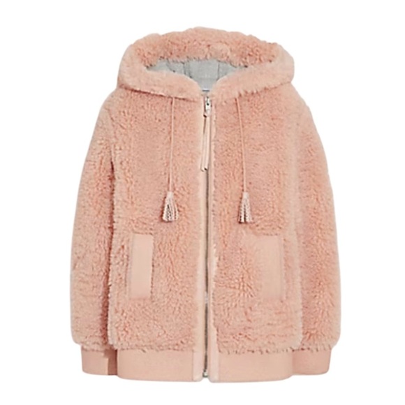 Coach faux shearling pink teddy coat NEW - Picture 1 of 14